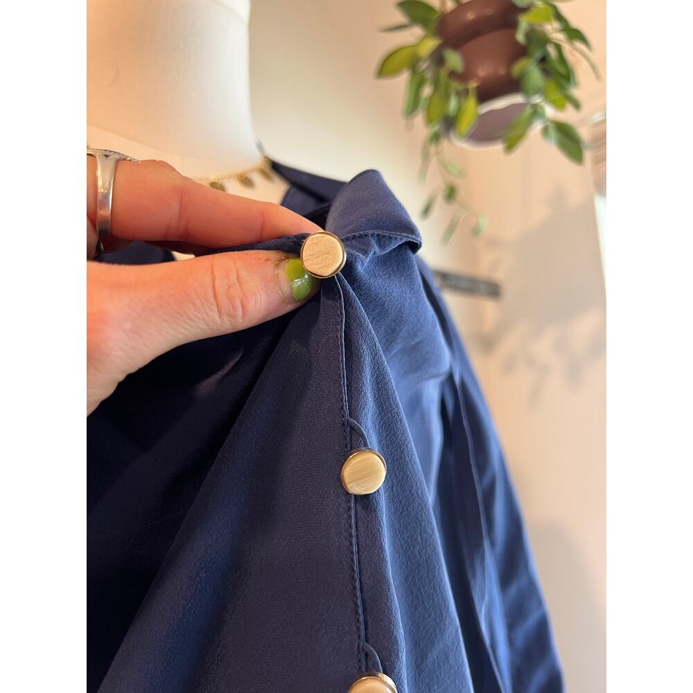 Fendi Blue Silk Tie Oversized Blouse Size 44 / XS Made in Italy - Picture 3 of 16
